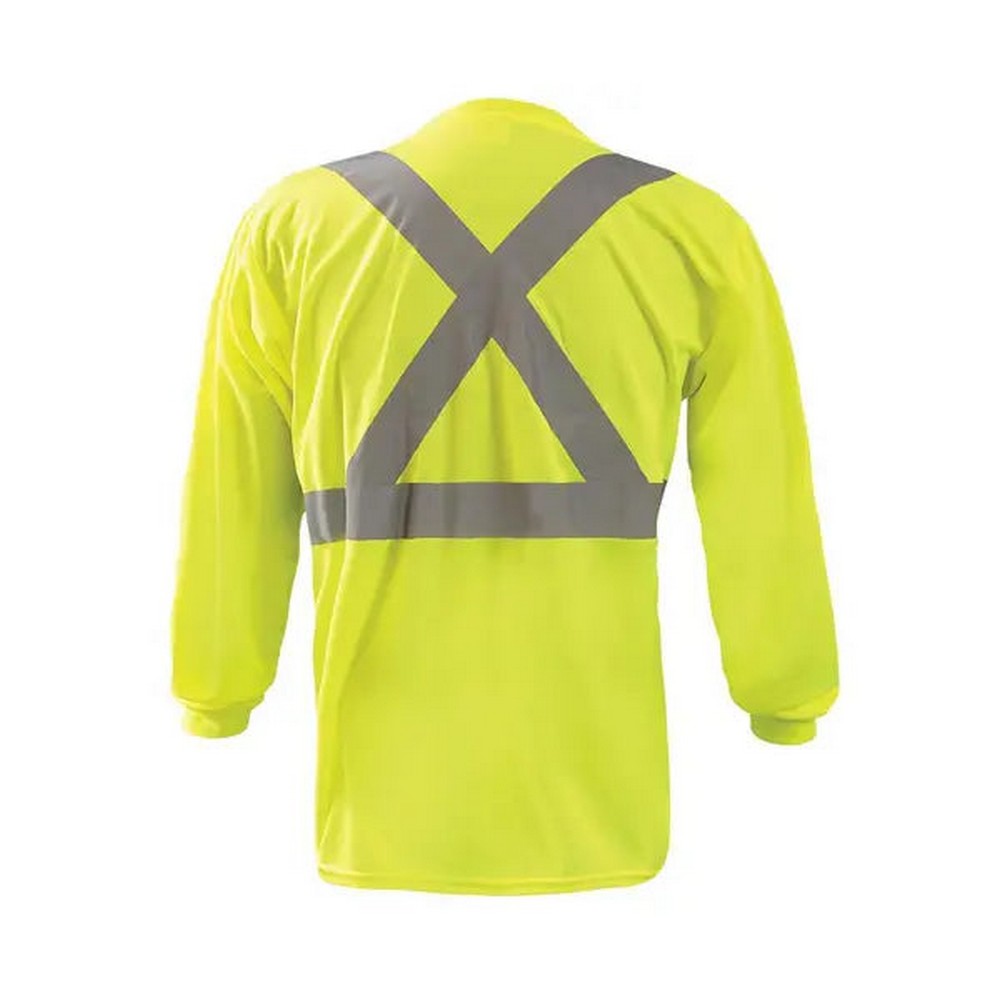 Occunomix LUX-LST2BX-Y Long Sleeve Wicking Birdseye X-Back T-Shirt Hi-Vis Yellow