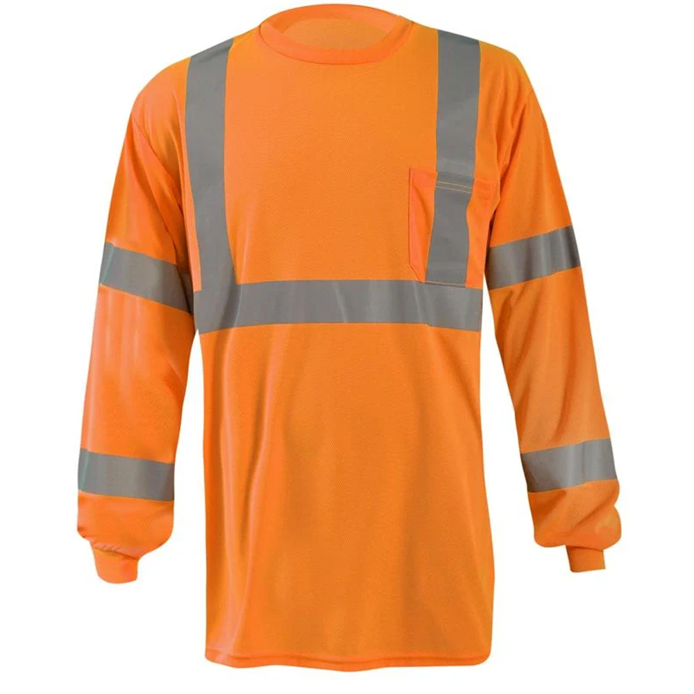 Occunomix LUX-LSTP3BX-O Long Sleeve Wicking Birdseye X-Back T-Shirt Hi-Vis Orange