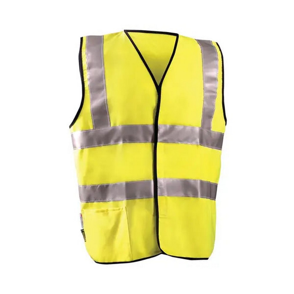 Occunomix LUX-SSCFGFR-Y Flame Resistant Dual Stripe Solid Vest w/D-Ring Access Hi-Vis Yellow