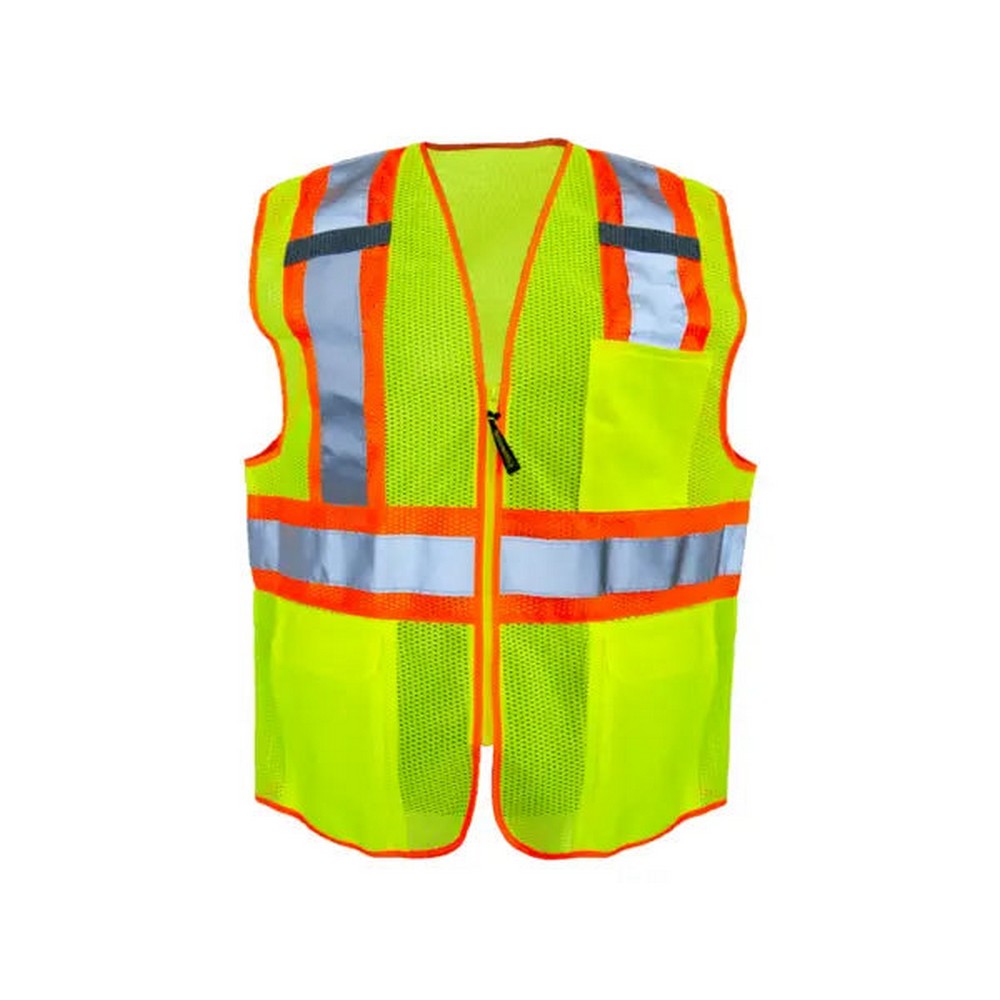 Occunomix LUX-SSCLC2Z-Y Mesh Two-Tone Vest W/Zipper Hi-Vis Yellow