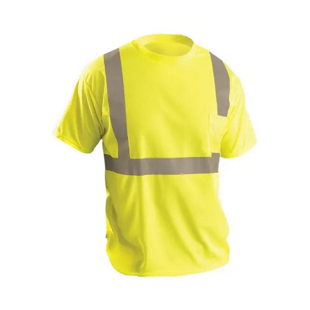 Occunomix LUX-SSETP2B-Y Short Sleeve Wicking Birdseye T-Shirt W/Pocket Hi-Vis Yellow