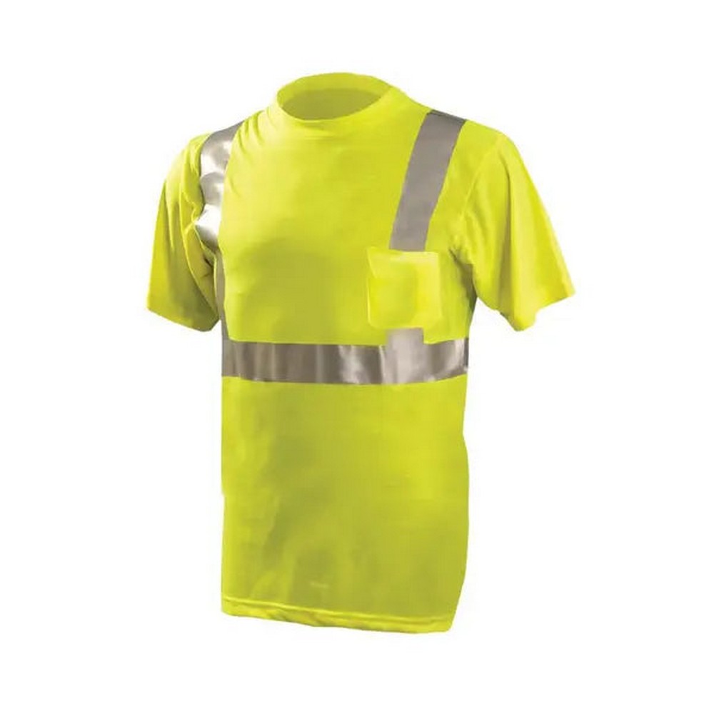 Occunomix LUX-SSETP2-Y Short Sleeve Wicking T-Shirt W/Pocket Hi-Vis Yellow