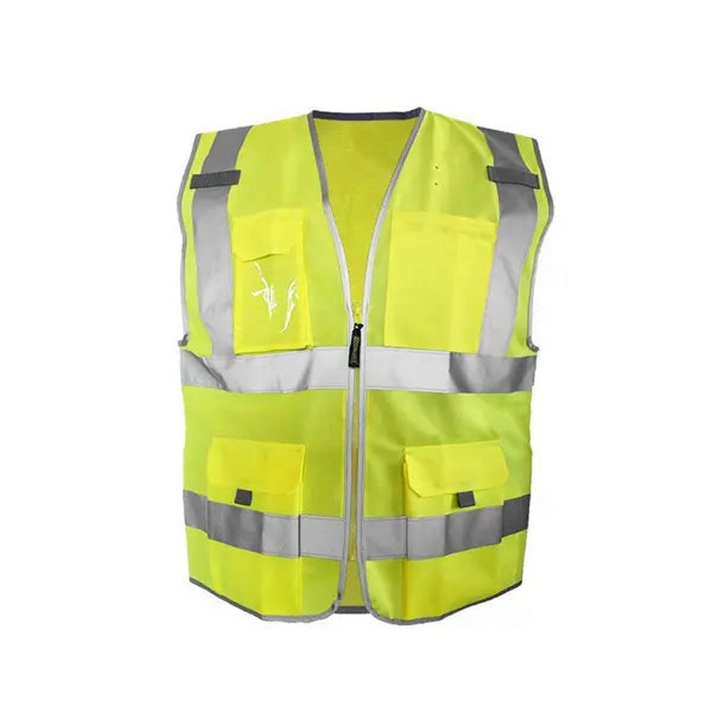 Occunomix LUX-SSFULLZ-Y Solid Dual Stripe Vest W/Zipper Hi-Vis Yellow