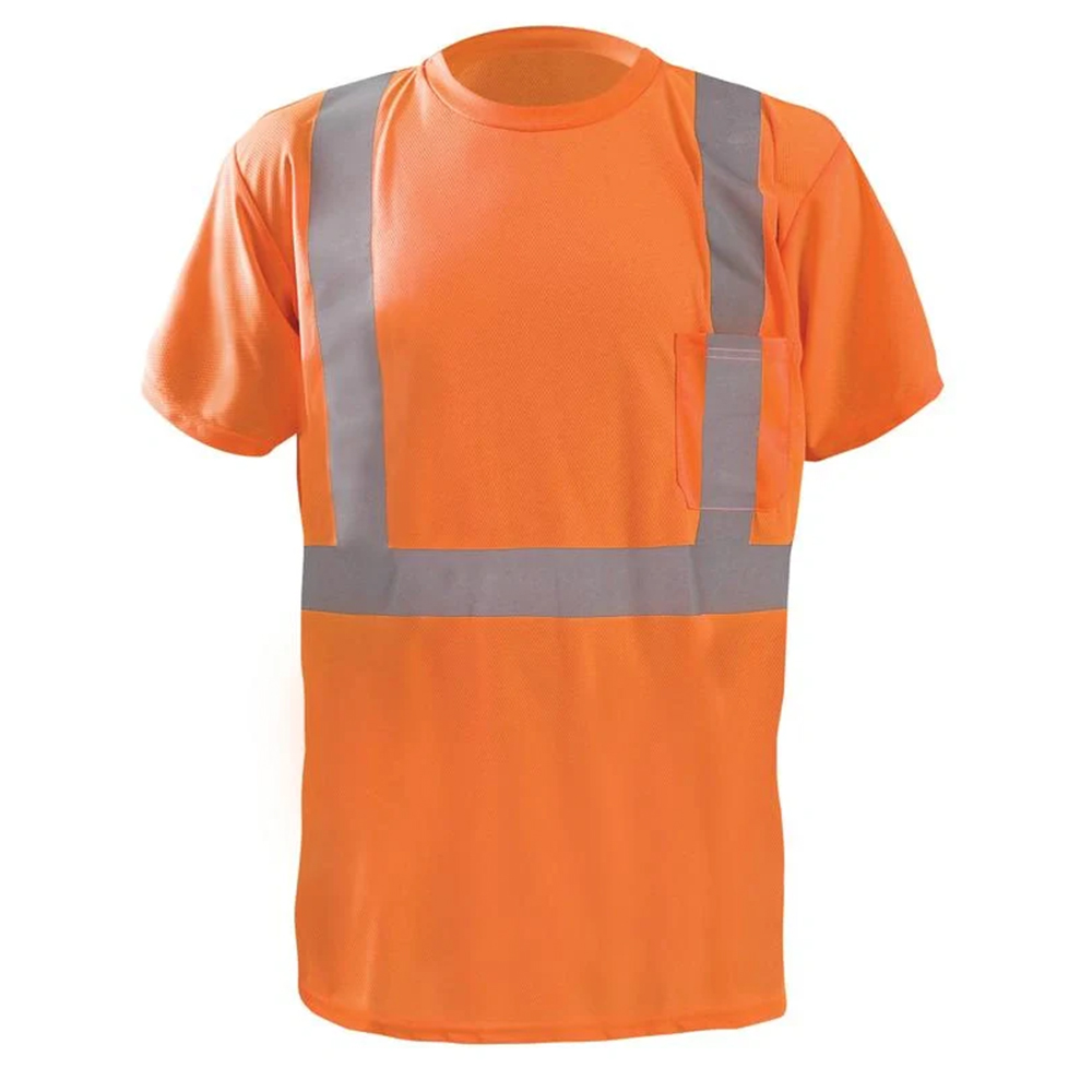 Occunomix LUX-SSTP2BX-O Short Sleeve Wicking Birdseye X-Back T-Shirt W/Pocket Hi-Vis Orange