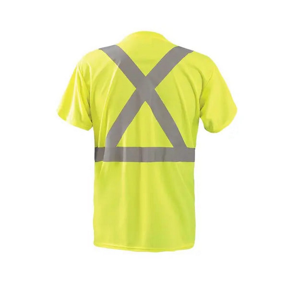 Occunomix LUX-SSTP2BX-Y Short Sleeve Wicking Birdseye X-Back T-Shirt W/Pocket Hi-Vis Yellow
