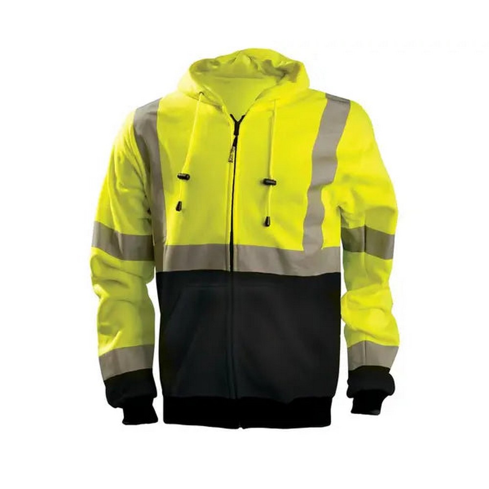 Occunomix LUX-SWTHZBK-Y 9 oz Black Bottom Hoodie W/Zipper Hi-Vis Yellow