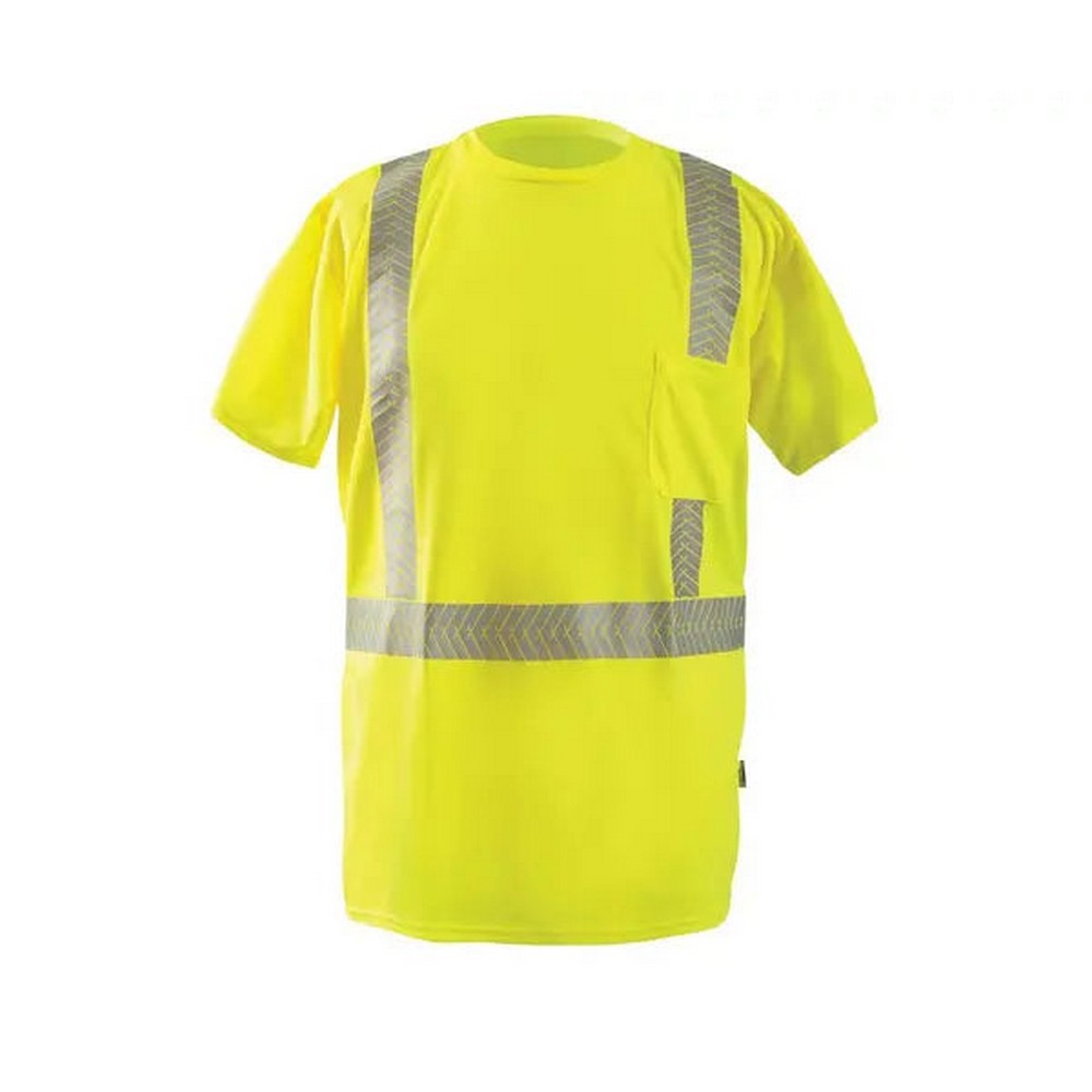 Occunomix LUX-TSSP2B-Y Short Sleeve Ocx Patented Segmented Tape T-Shirt W/Pocket Hi-Vis Yellow