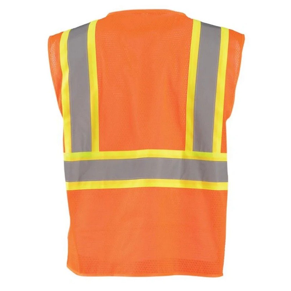 Occunomix TSE-IM2TZ-O Mesh Self-Extinguishing Two-Tone Vest W/Quick Release Zipper Hi-Vis Orange