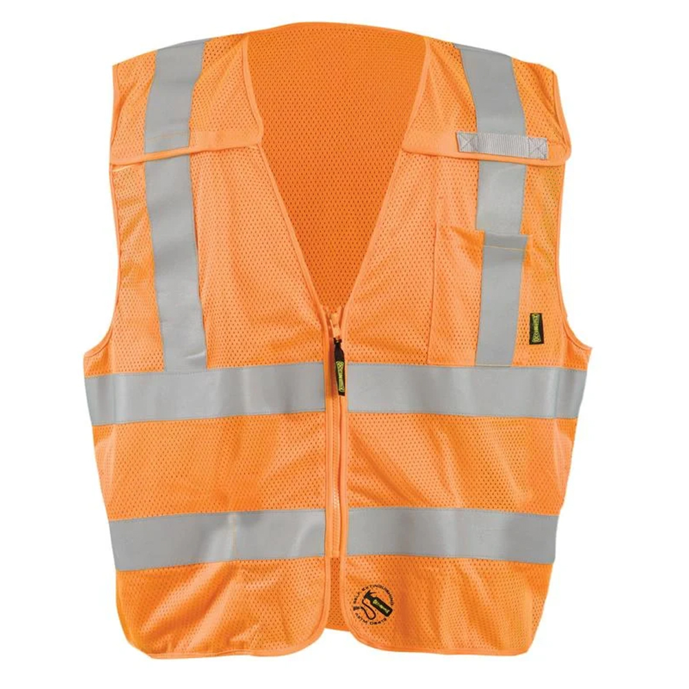Occunomix TSE-IMBZX-O Mesh Self-Extinguishing X-Back Breakaway Vest W/Quick Release Zipper Hi-Vis Orange