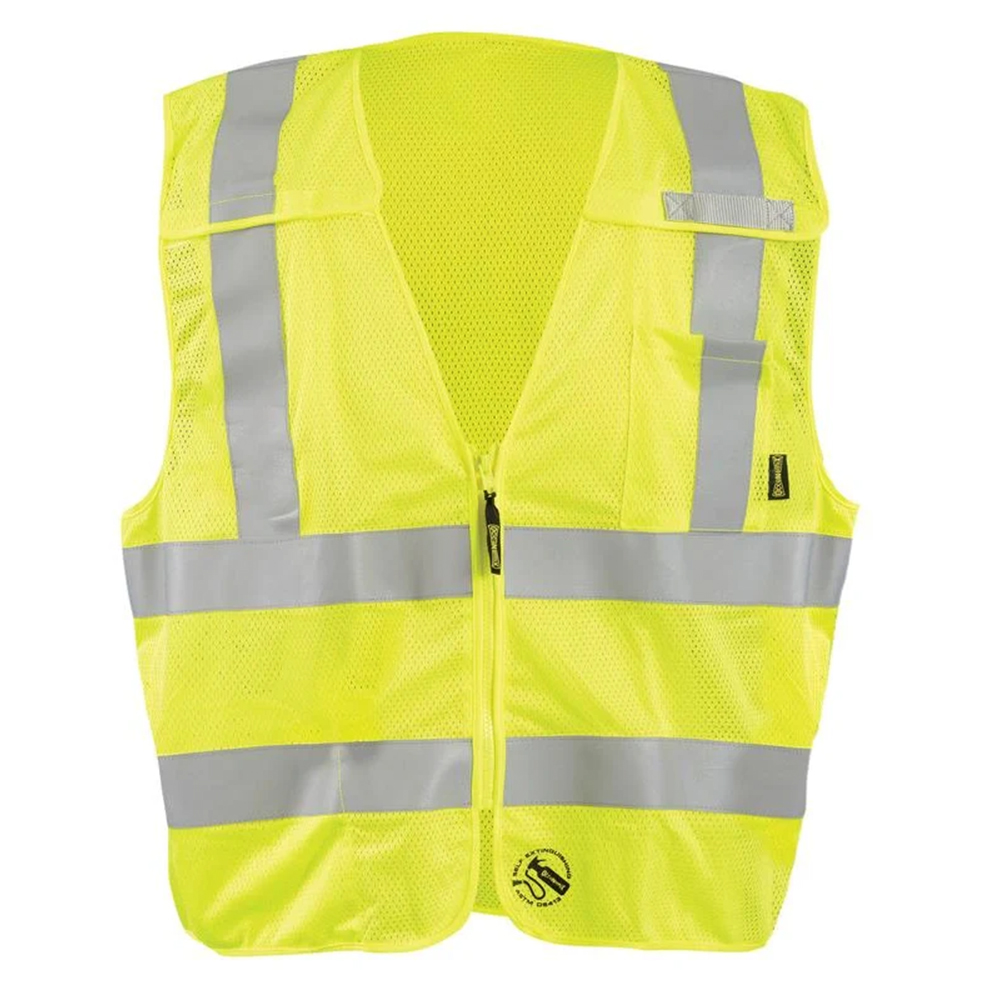 Occunomix TSE-IMBZX-Y Mesh Self-Extinguishing X-Back Breakaway Vest W/Quick Release Zipper Hi-Vis Yellow