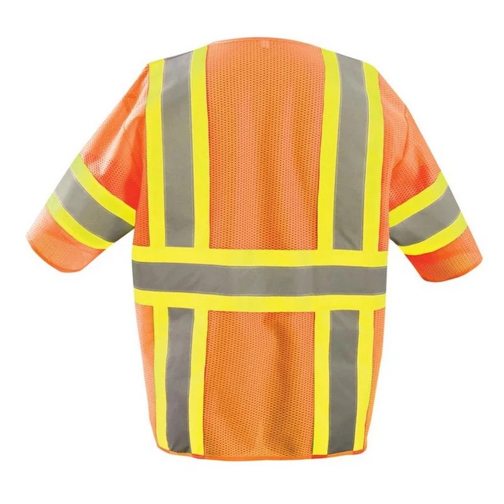 Occunomix TSE-IMZ32T-O Mesh Self-Extinguishing Two-Tone Vest W/Quick Release Zipper Hi-Vis Orange