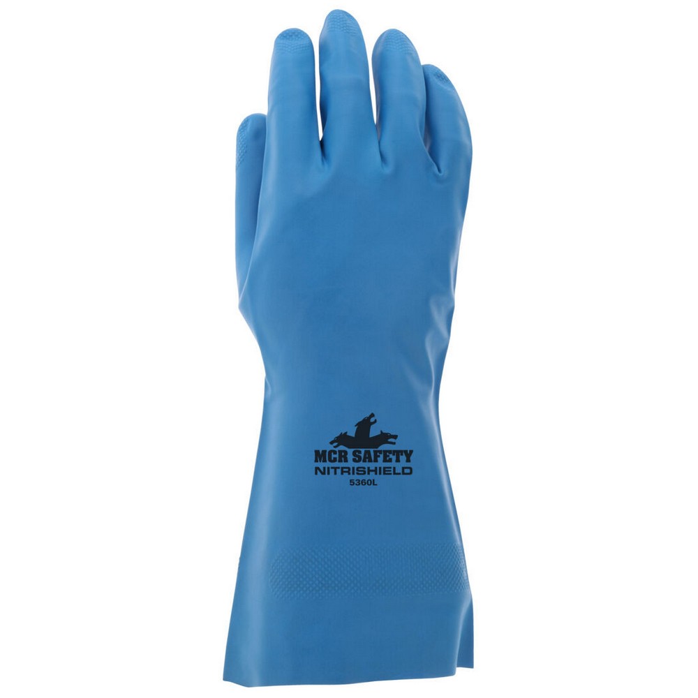 MCR Safety 5360 NitriShield Unlined Blue Nitrile, 12", 15 mil, Metal Detectable Gloves
