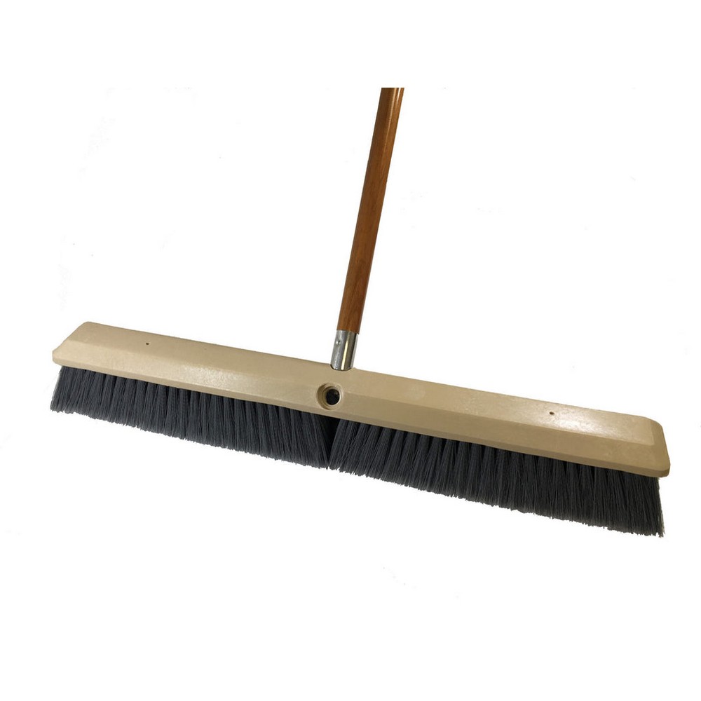 Better Brush 102324 Fine Push Broom Kit - 24" Flagged Gray Poly Floor Broom w/5' Wood Handle