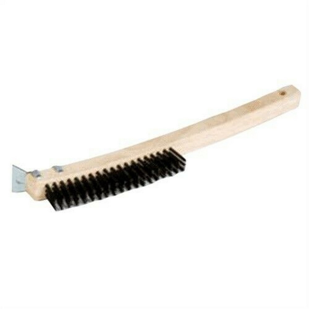 Better Brush 540414 Curved Handle Style Wire Scratch Brush with Scraper - 14"