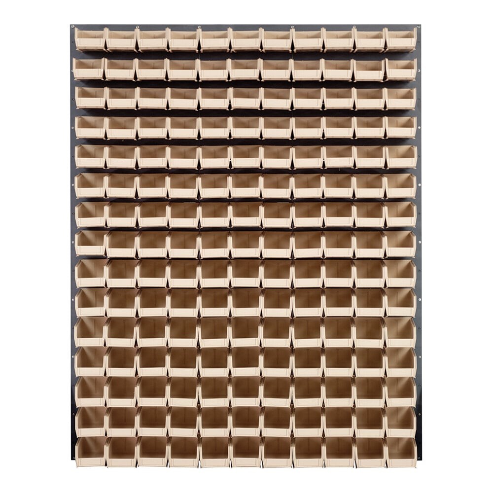 Quantum Storage Systems QLP-4861-220-165IV 48" x 61" Gray Steel Louvered Panel with (165) 7 3/8" x 4 1/8" x 3" Ivory Bins