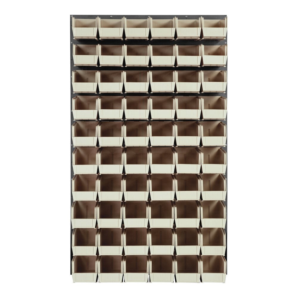 Quantum Storage Systems QLP-3661-230-60IV 36" x 61" Gray Steel Louvered Panel with (60) 10 7/8" x 5 1/2" x 5" Ivory Bins