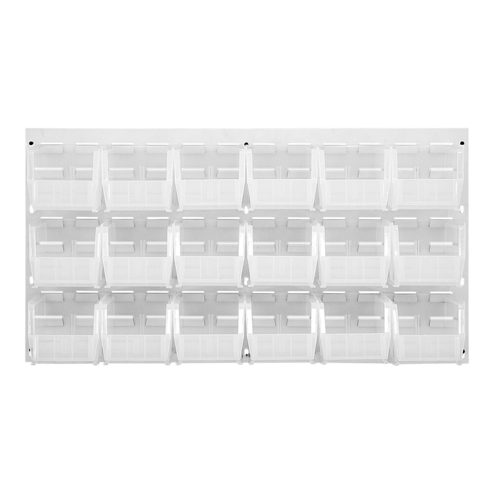 Quantum Storage Systems QLP-3619HC-230-18CL 36" x 19" White Steel Louvered Panel with (18) 10 7/8" x 5 1/2" x 5" Clear Bins