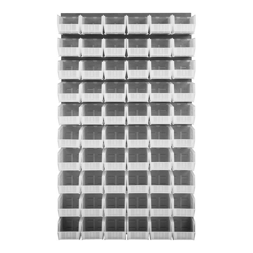 Quantum Storage Systems QLP-3661-230-60CL 36" x 61" Gray Steel Louvered Panel with (60) 10 7/8" x 5 1/2" x 5" Clear Bins
