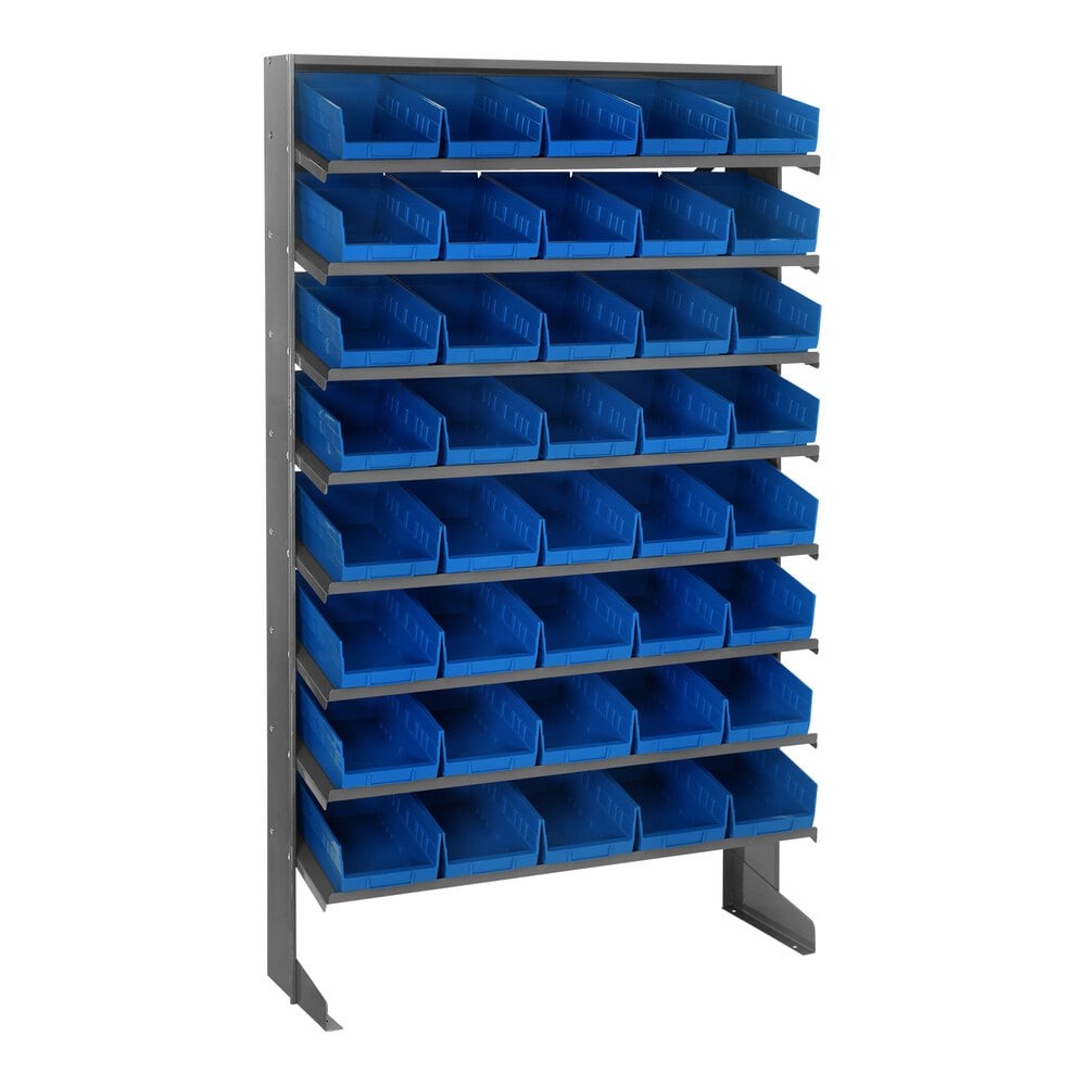 Quantum Storage Systems QPRS-102BL Economy 12" x 36" x 60" 8-Shelf Pick Rack with (40) 11 5/8" x 6 5/8" x 4" Blue Bins