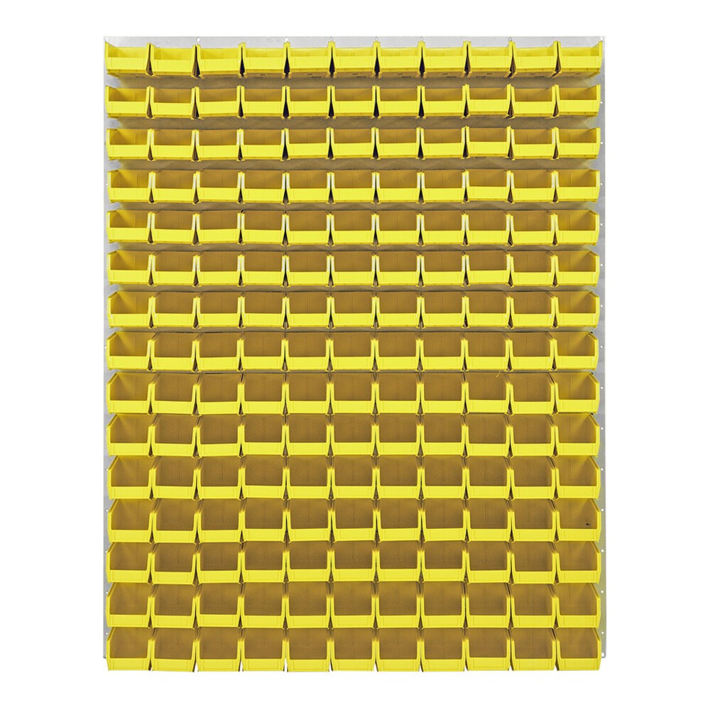 Quantum Storage Systems QLP-4861HC-220-165YL 48" x 61" Oyster White Steel Louvered Panel with (165) 7 3/8" x 4 1/8" x 3" Yellow Bins