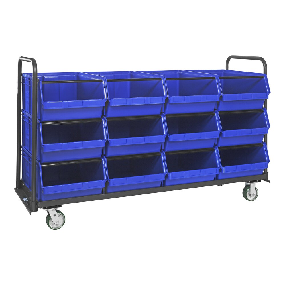 Quantum Storage Systems MTT-3078-743BL Magnum 78" x 30" x 47" Tote Truck with (12) 29" x 18 3/8" x 11 7/8" Blue Bins and Casters