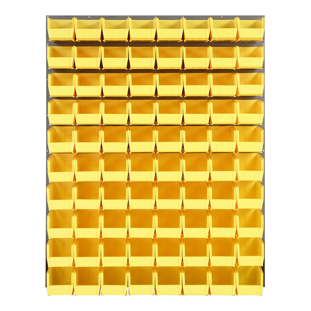 Quantum Storage Systems QLP-4861-230-80YL 48" x 61" Gray Steel Louvered Panel with (80) 10 7/8" x 5 1/2" x 5" Yellow Bins