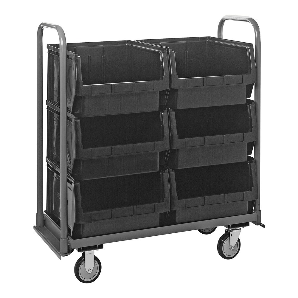 Quantum Storage Systems MTT-1842-543BK Magnum 42" x 18" x 47" Tote Truck with (6) 19 3/4" x 18 3/8" x 11 7/8" Black Bins and Casters