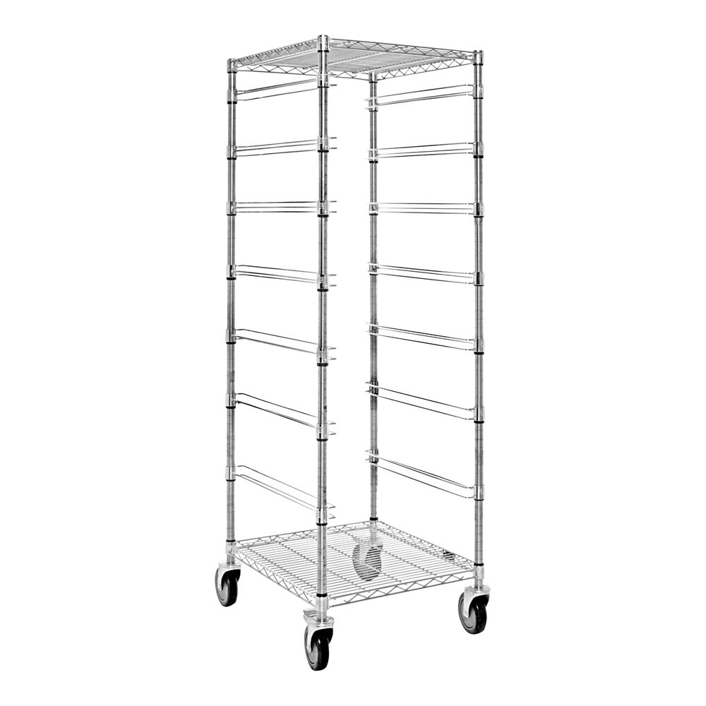 Quantum Storage Systems BC212469M 21" x 24" x 69" Carbon Steel Mobile Bin Cart with 2 Wire Shelves and 7 Bin Slides