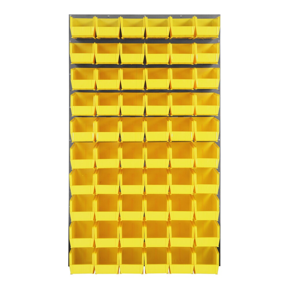 Quantum Storage Systems QLP-3661-230-60YL 36" x 61" Gray Steel Louvered Panel with (60) 10 7/8" x 5 1/2" x 5" Yellow Bins