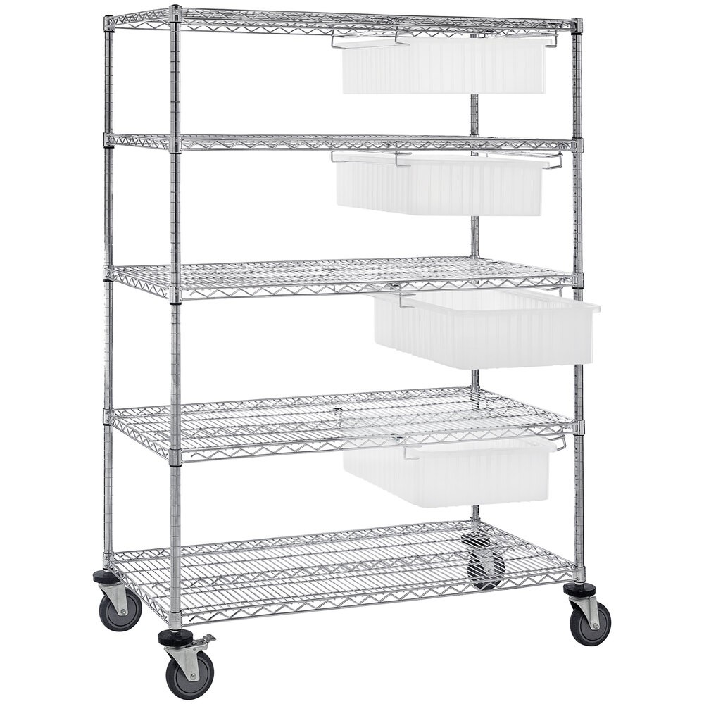 Quantum Storage Systems WRC5-63-2460-93060CL 24" x 60" x 69" Bin Cart System with 4 Clear Divider Bins