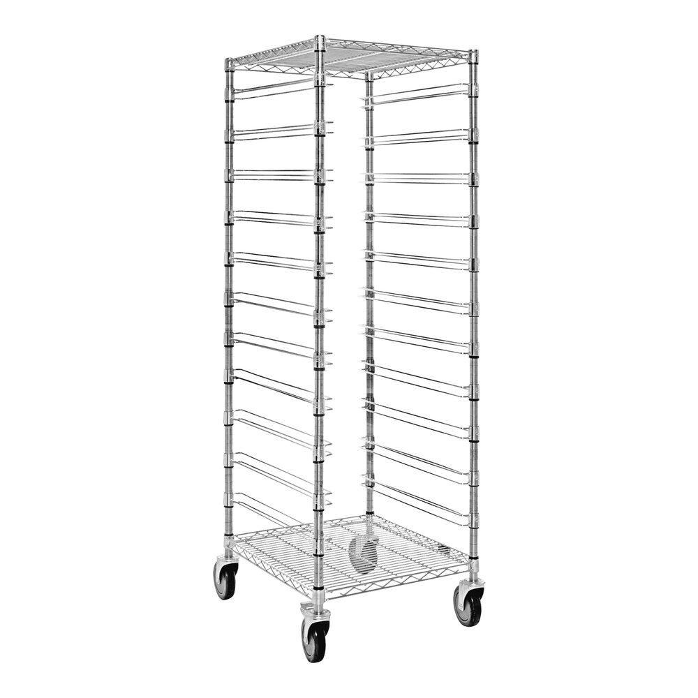 Quantum Storage Systems BC212469M11 21" x 24" x 69" Carbon Steel Mobile Bin Cart with 2 Wire Shelves and 11 Bin Slides