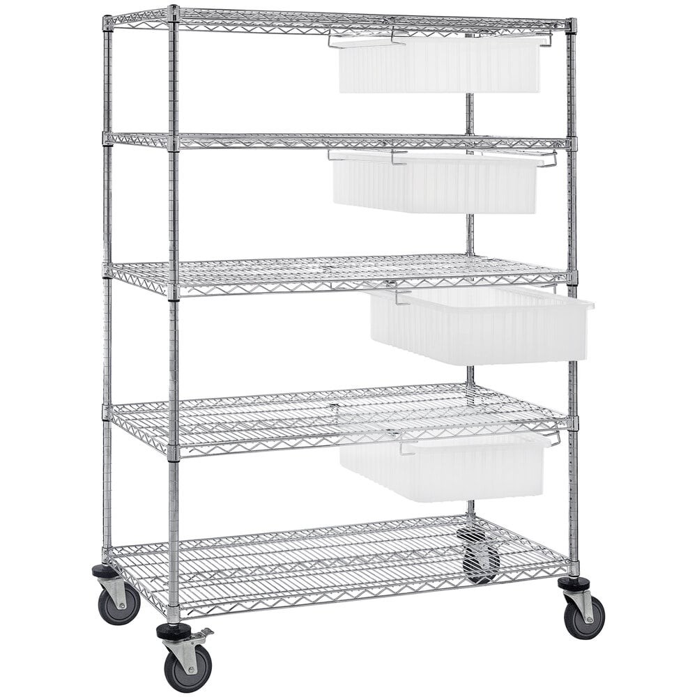 Quantum Storage Systems WRC5-63-2436-93060CL 24" x 36" x 69" Bin Cart System with 4 Clear Divider Bins
