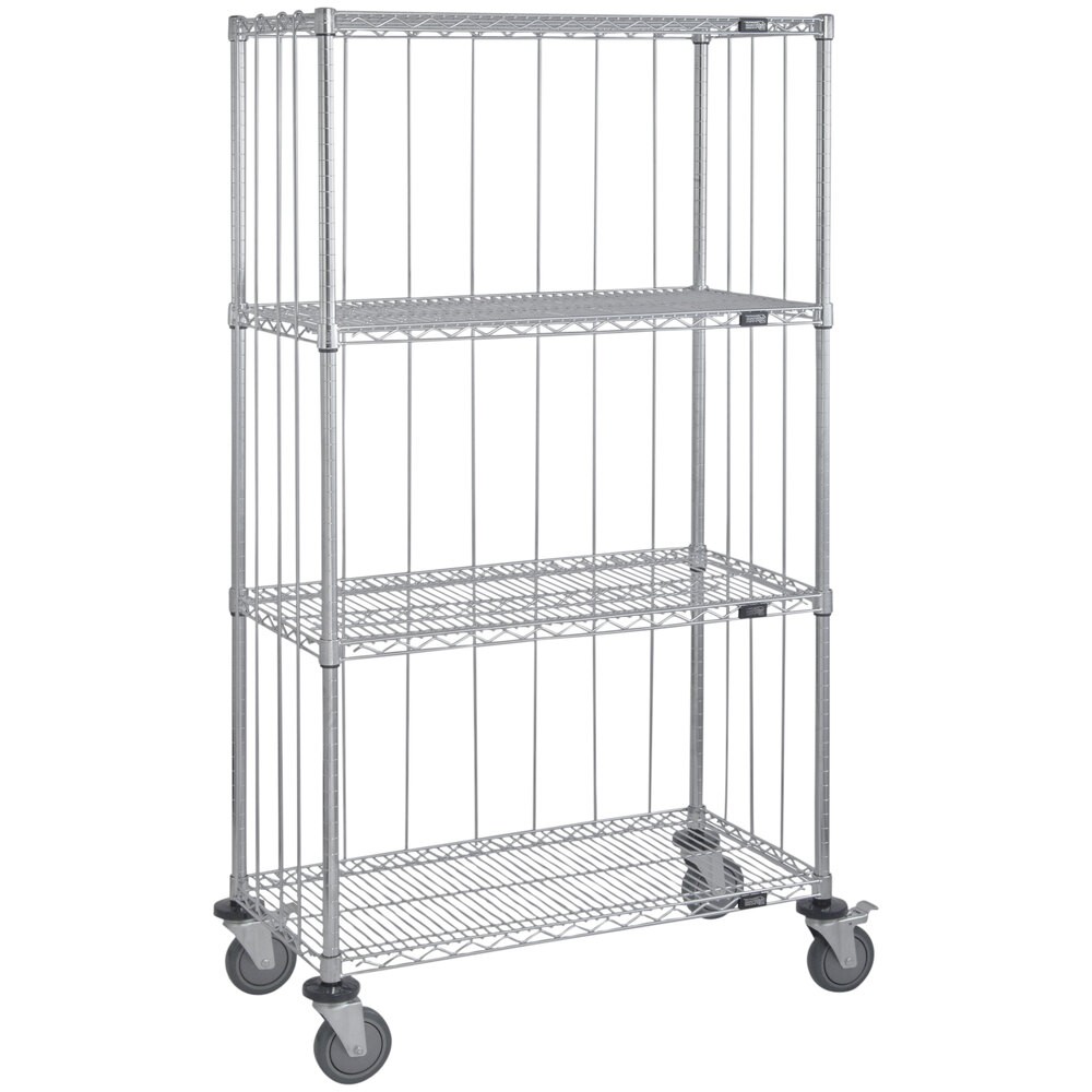 Quantum Storage Systems M2436C46RE 24" x 36" x 69" Mobile Enclosure Cart with 4 Wire Shelves