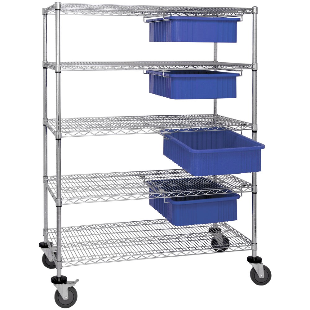 Quantum Storage Systems WRC5-63-2448-93060BL 24" x 48" x 69" Bin Cart System with 4 Blue Divider Bins