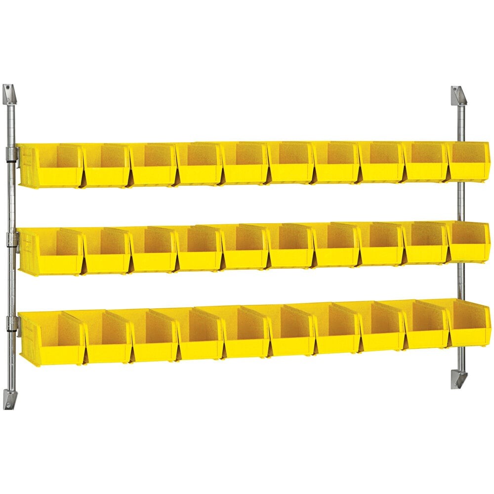 Quantum Storage Systems CAN-34-60BH-230YL 34" x 60" Wall Mount Cantilever with 30 Yellow Divider Bins