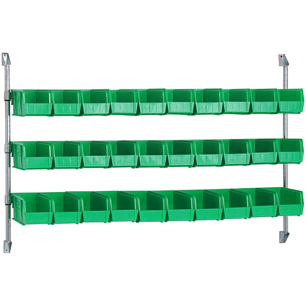 Quantum Storage Systems CAN-34-60BH-230GN 34" x 60" Wall Mount Cantilever with 30 Green Divider Bins