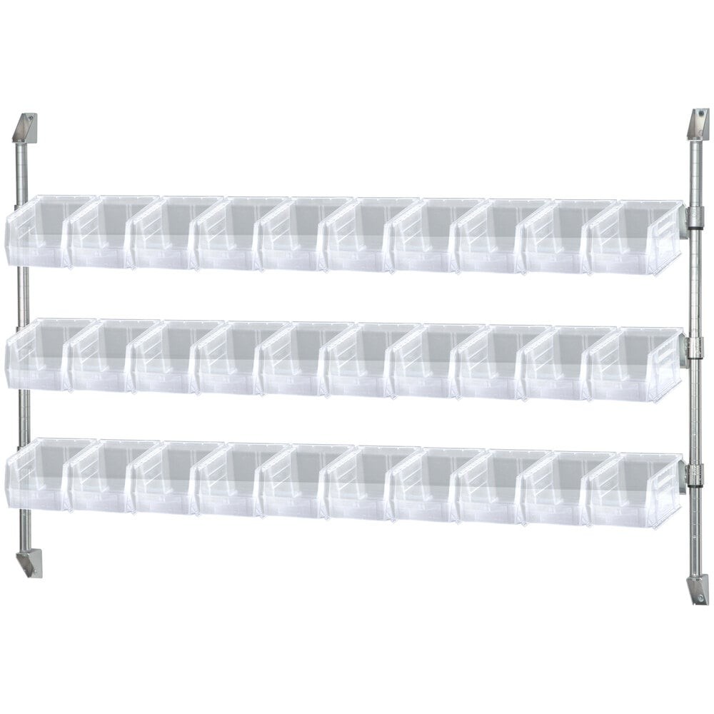 Quantum Storage Systems CAN-34-60BH-230CL 34" x 60" Wall Mount Cantilever with 30 Clear Divider Bins