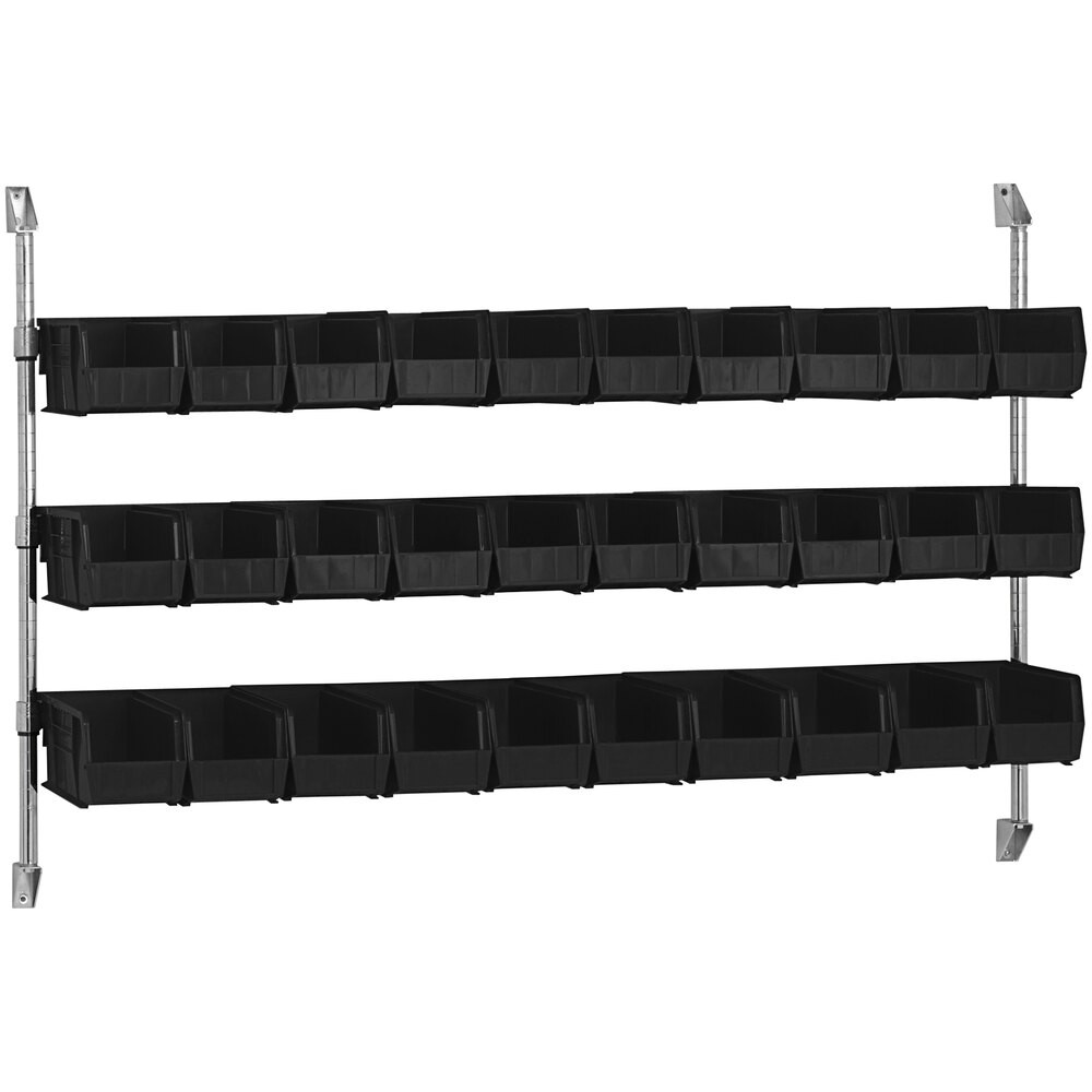 Quantum Storage Systems CAN-34-60BH-230BK 34" x 60" Wall Mount Cantilever with 30 Black Divider Bins