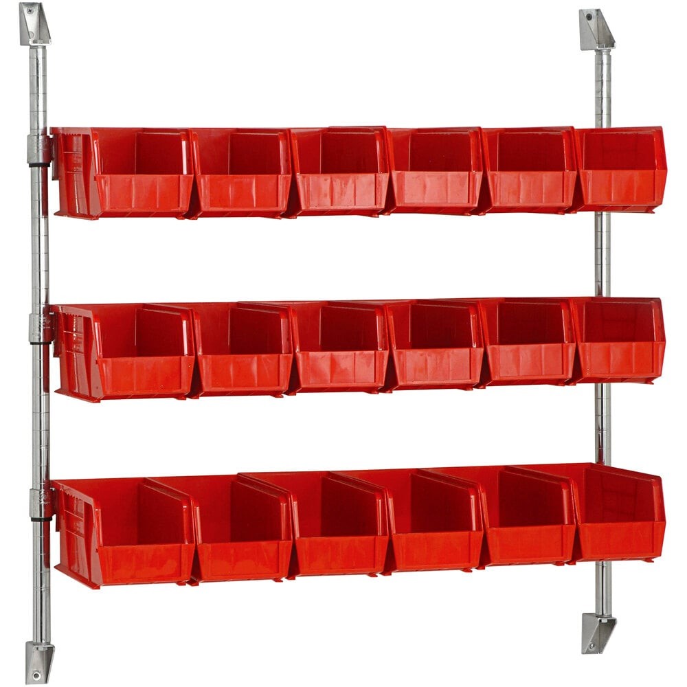 Quantum Storage Systems CAN-34-36BH-230RD 34" x 36" Wall Mount Cantilever with 18 Red Divider Bins