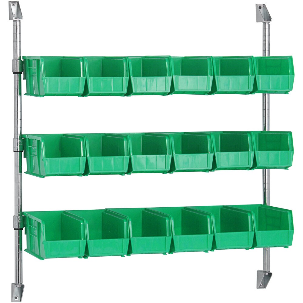 Quantum Storage Systems CAN-34-36BH-230GN 34" x 36" Wall Mount Cantilever with 18 Green Divider Bins