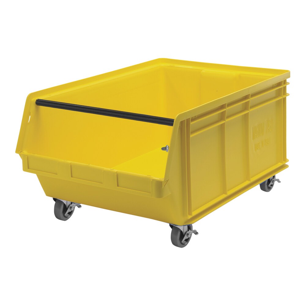 Quantum Storage Systems QMS843MOBYL Magnum 29" x 18 3/8" x 14 7/8" Yellow Mobile Storage Tote Bin