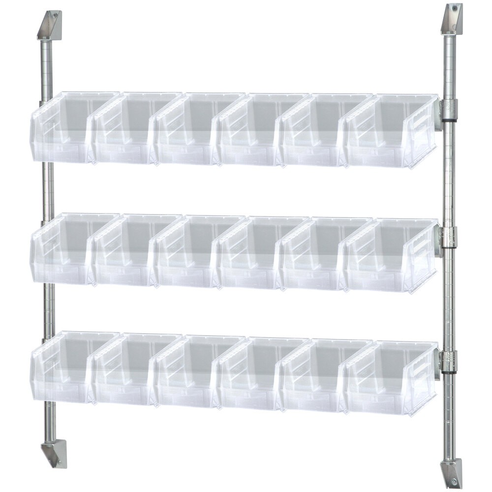 Quantum Storage Systems CAN-34-36BH-230CL 34" x 36" Wall Mount Cantilever with 18 Clear Divider Bins