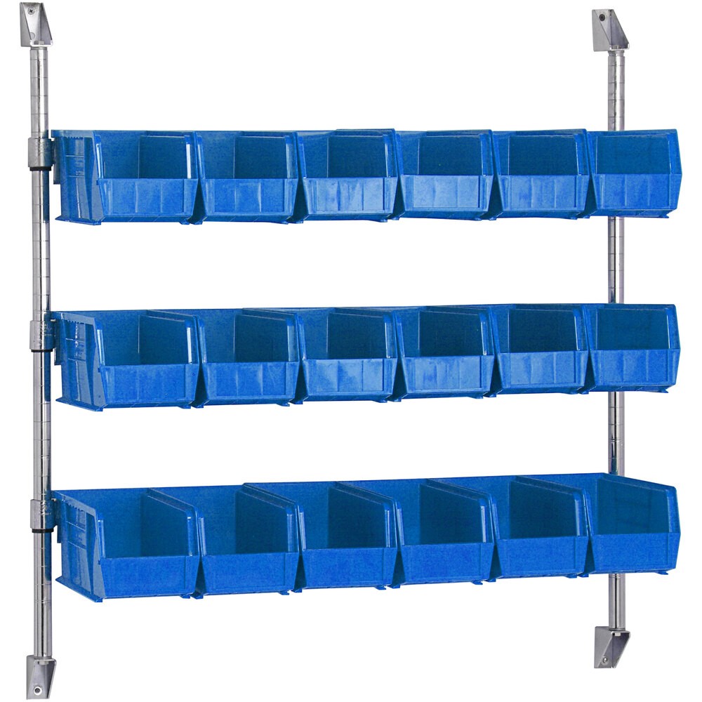 Quantum Storage Systems CAN-34-36BH-230BL 34" x 36" Wall Mount Cantilever with 18 Blue Divider Bins