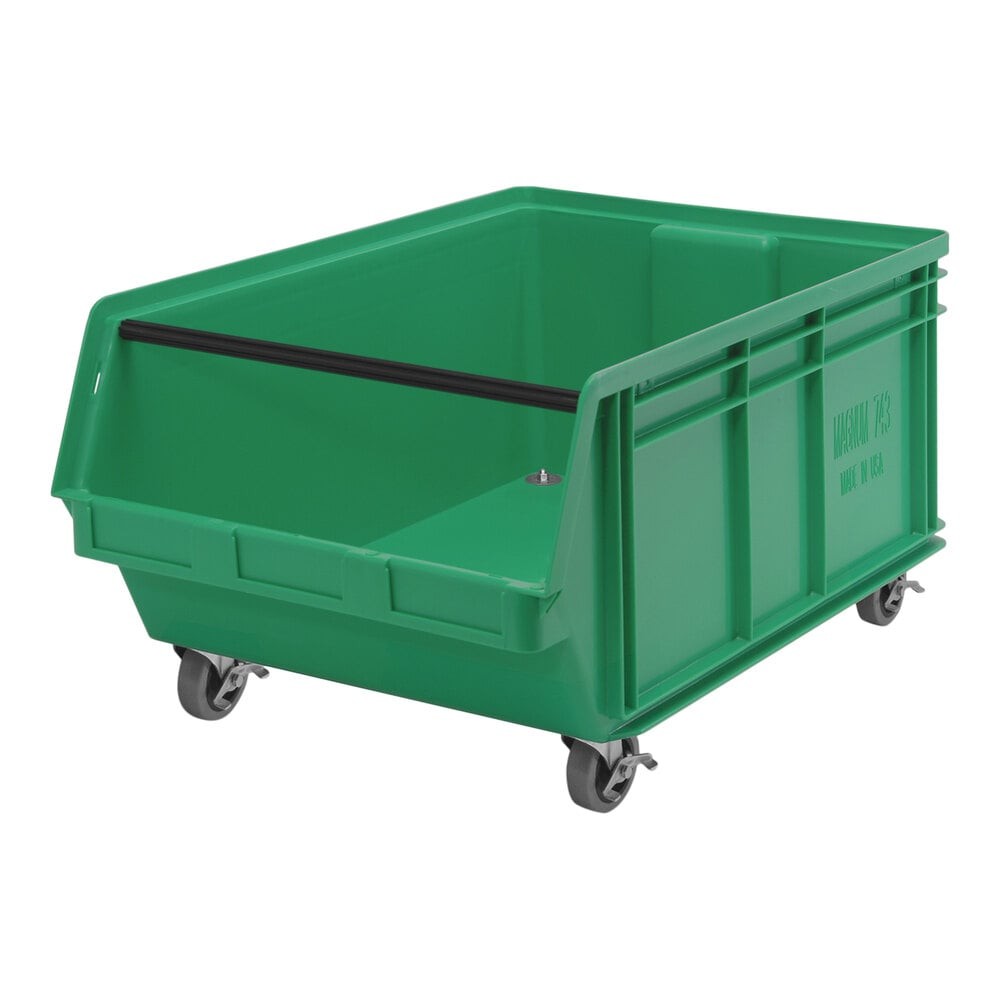 Quantum Storage Systems QMS843MOBGN Magnum 29" x 18 3/8" x 14 7/8" Green Mobile Storage Tote Bin