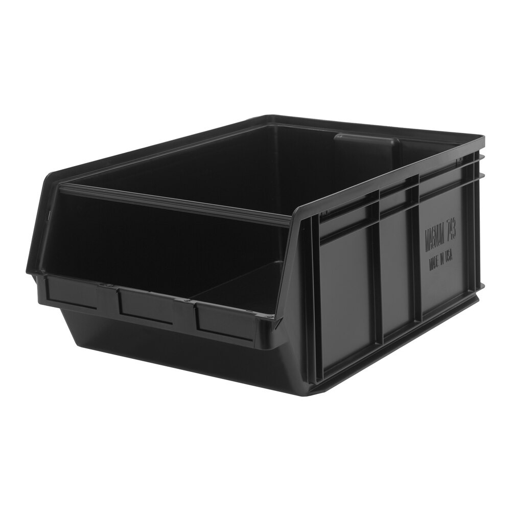 Quantum Storage Systems QMS743BR Magnum 29" x 18 3/8" x 11 7/8" Recycled Black Storage Tote Bin