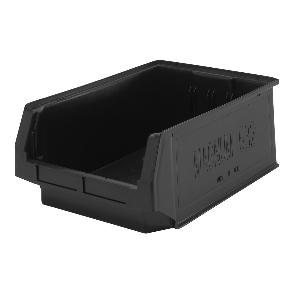 Quantum Storage Systems QMS532BR Magnum 19 3/4" x 12 3/8" x 7 7/8" Recycled Black Storage Tote Bin