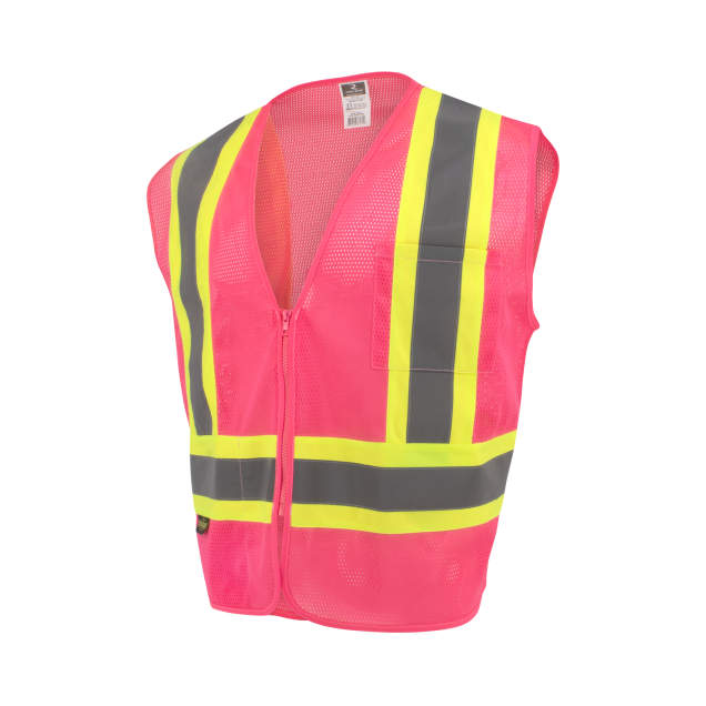 Radians SV22-1ZHGM SV22 CL1 Pink Mesh Yellow 2 Tone Trim 2" Safety Vest