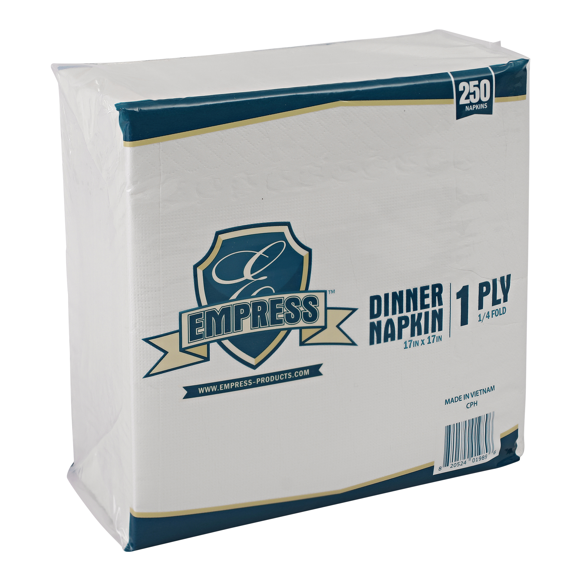 Empress EDN141717 1-Ply White Dinner Napkins 17 x 17, White, 1/4 Fold 16 / 250 Case