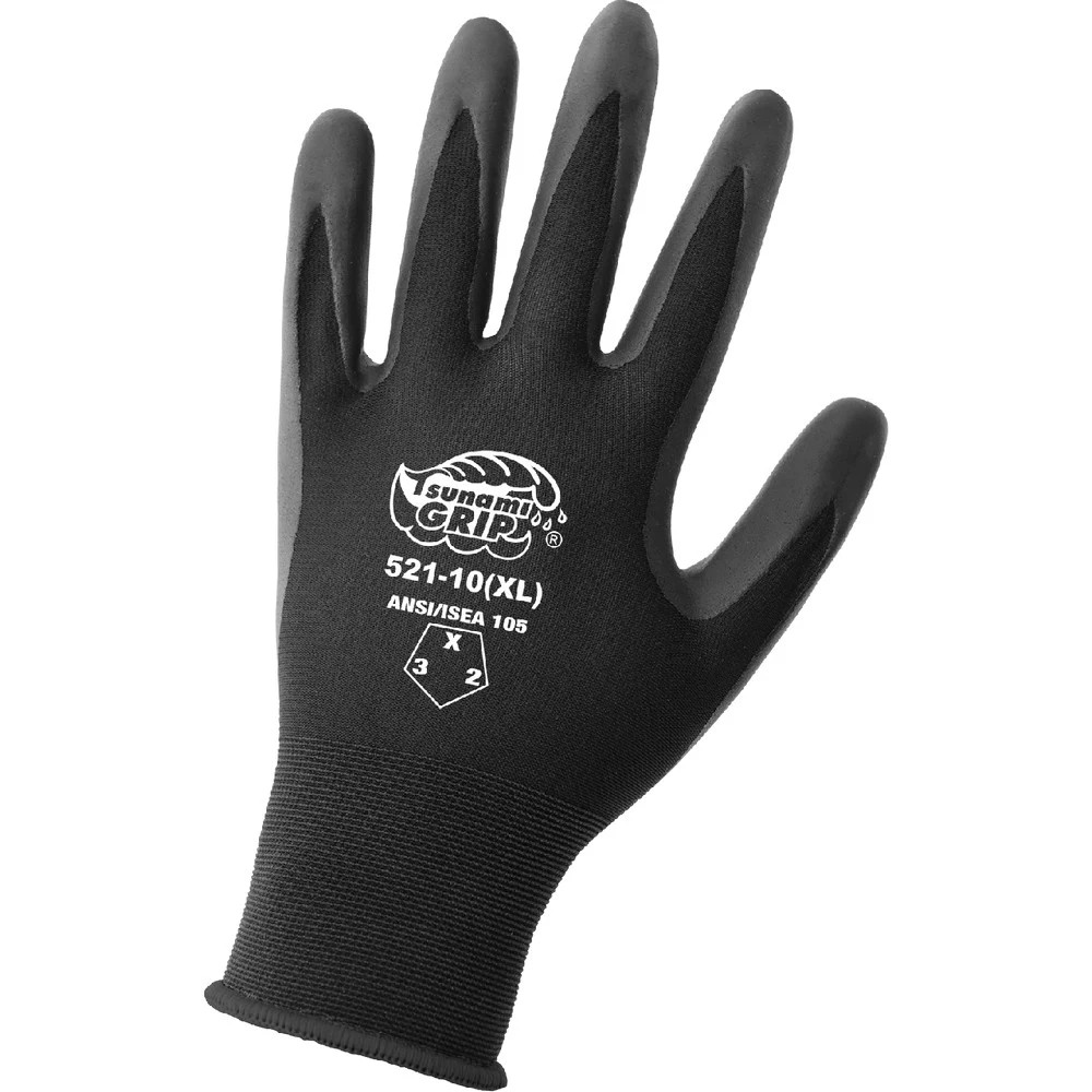 Global Glove 521 Tsunami Grip FDA Compliant Nitrile Coated 21-Gauge General Purpose Gloves