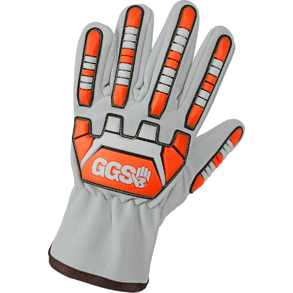Global Glove CIA3600 Standard-Grade Grain Goatskin Leather Drivers Gloves with High-Visibility TPR Impact Protection